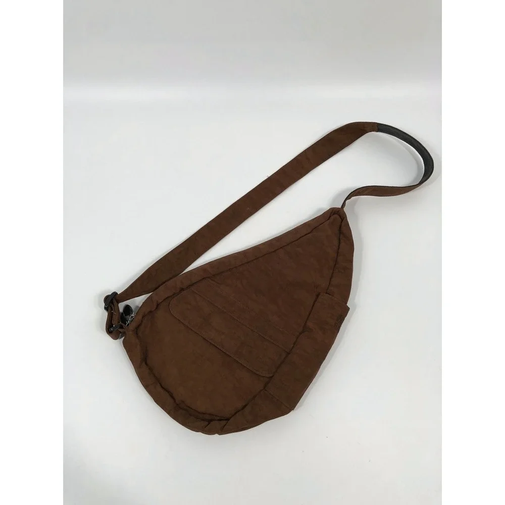 AmeriBag Healthy Back Bag Brown Nylon Sling Teardrop Ergonomic Travel Crossbody